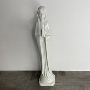 Vtg HOMCO Praying Virgin Mary Madonna White Porcelain Figurine  9+"